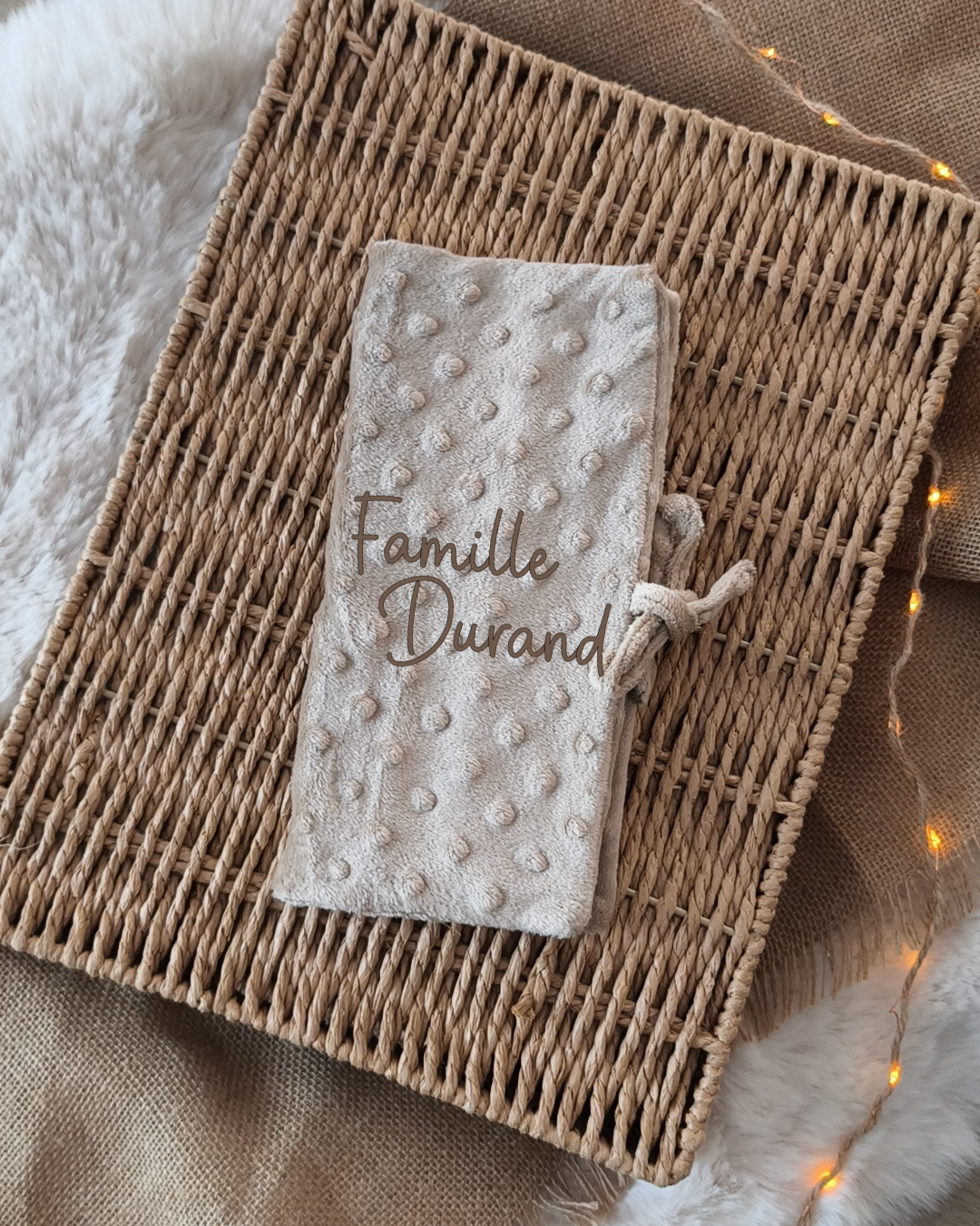 Livret de Famille - Minky Beige- Nom de Famille