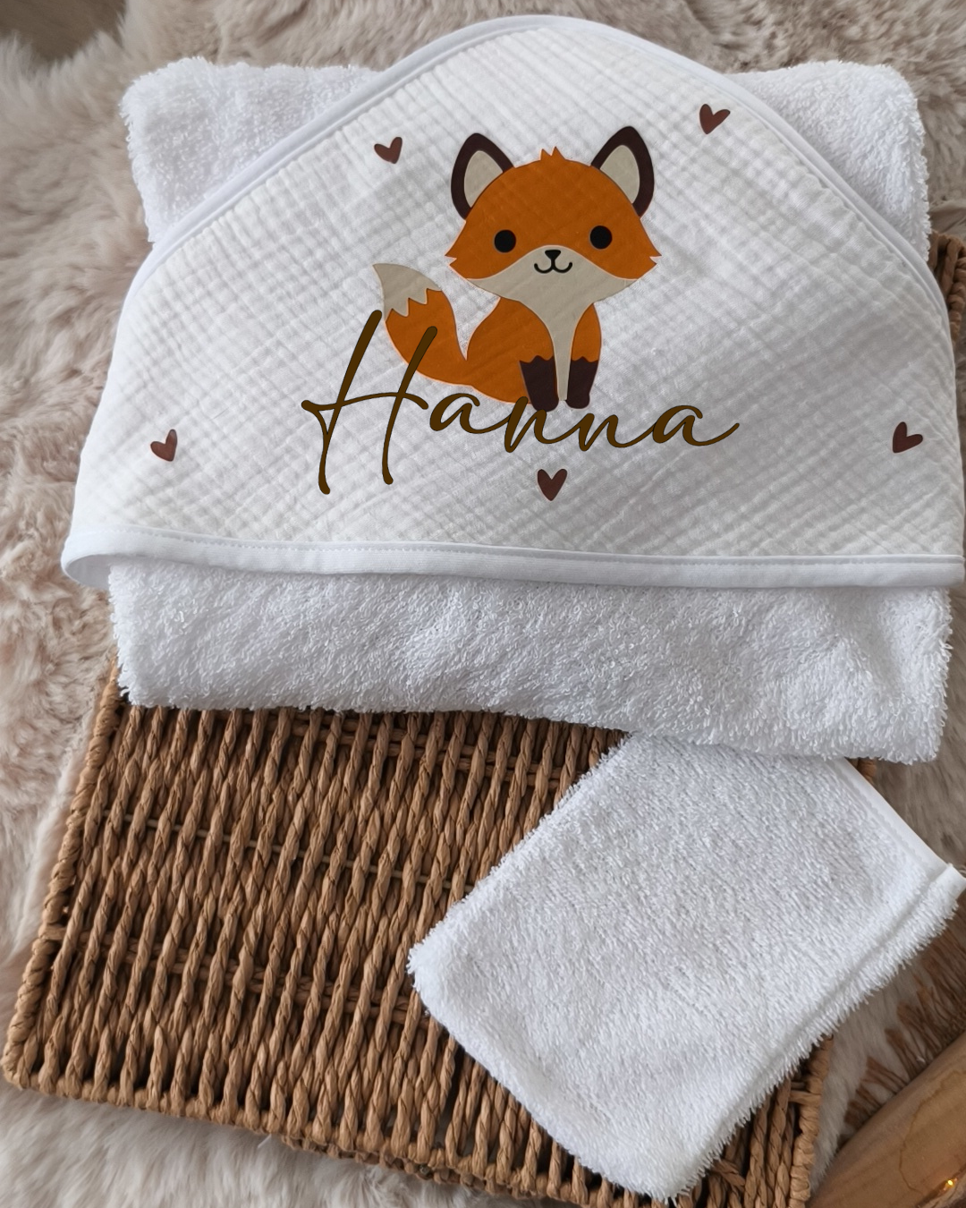 Cape de bain et gant en Gaze de Coton - Renard