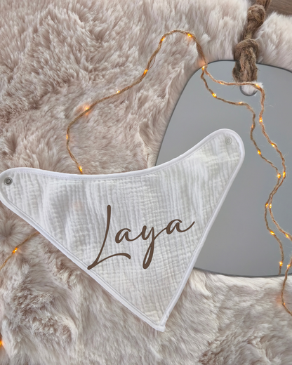 Bavoir triangle en gaze de coton - Blanc