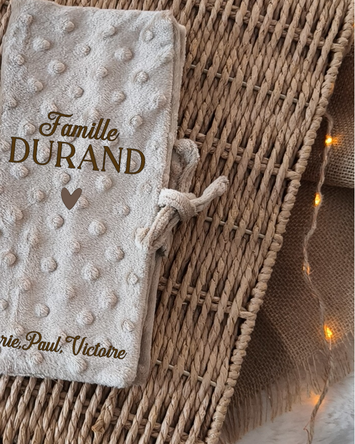 Livret de Famille - Minky Beige- Nom & Prénoms