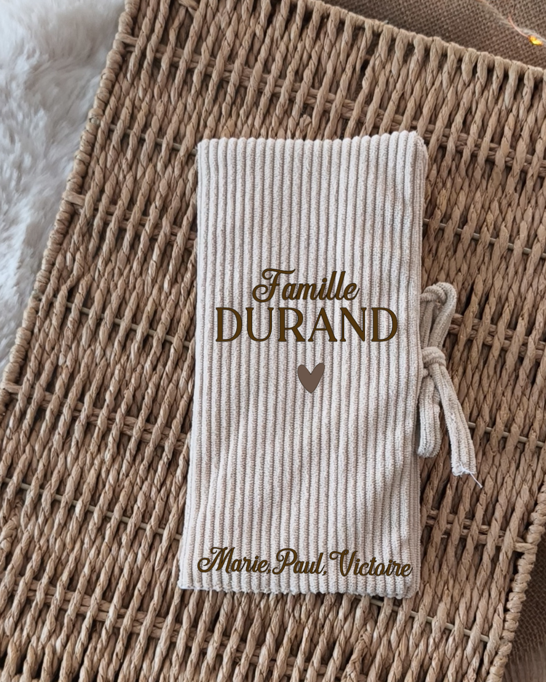 Livret de Famille - Beige velours - Nom & Prénoms