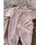 Pyjama velours - 3 Pièces - Prénom sur le bonnet - Or rose