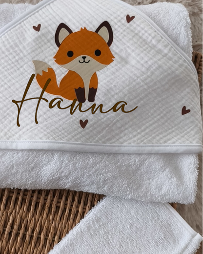 Cape de bain et gant en Gaze de Coton - Renard