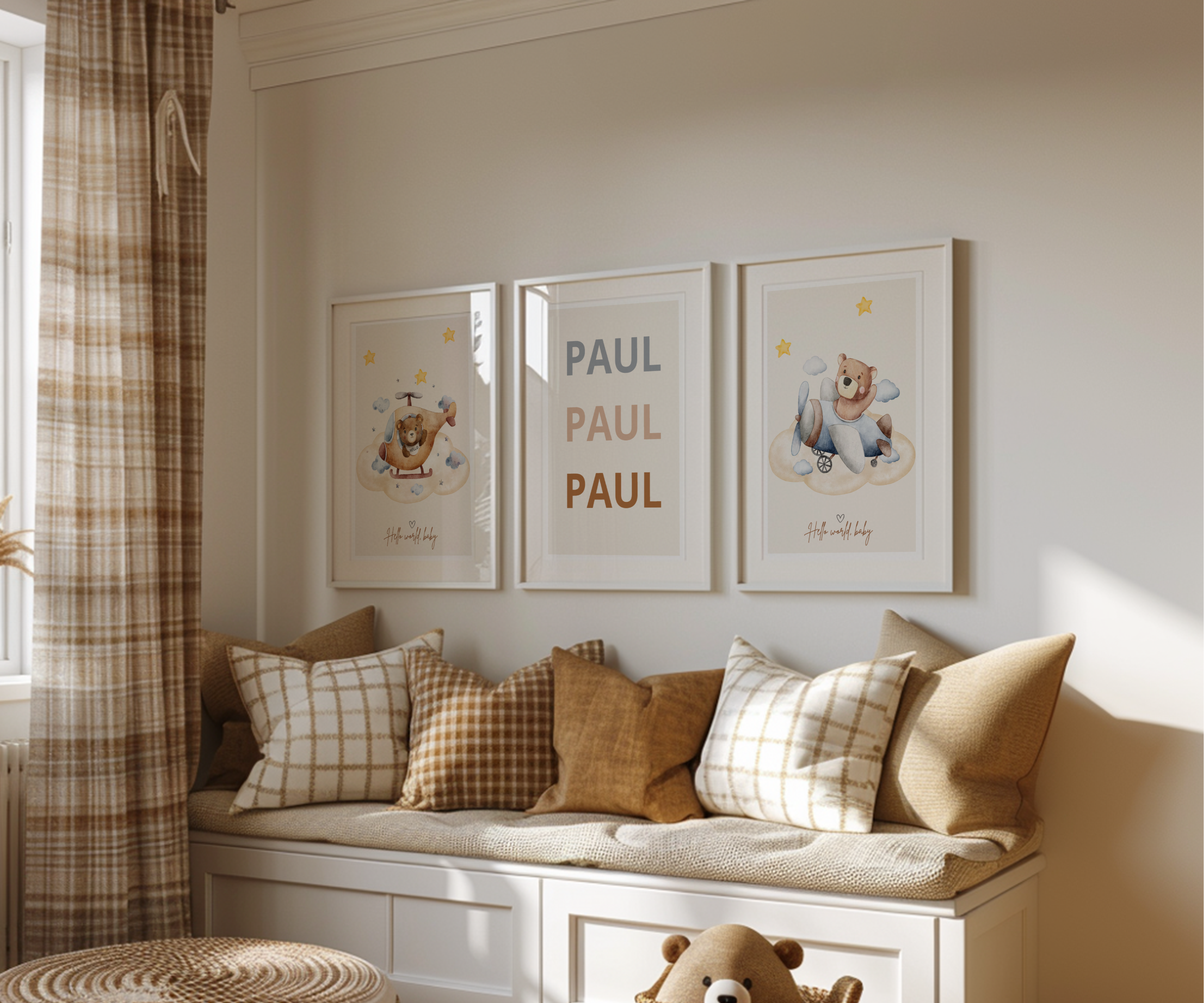 Affiche Ourson Aviateur - Lot de 3