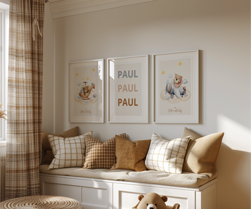 Affiche Ourson Aviateur - Lot de 3