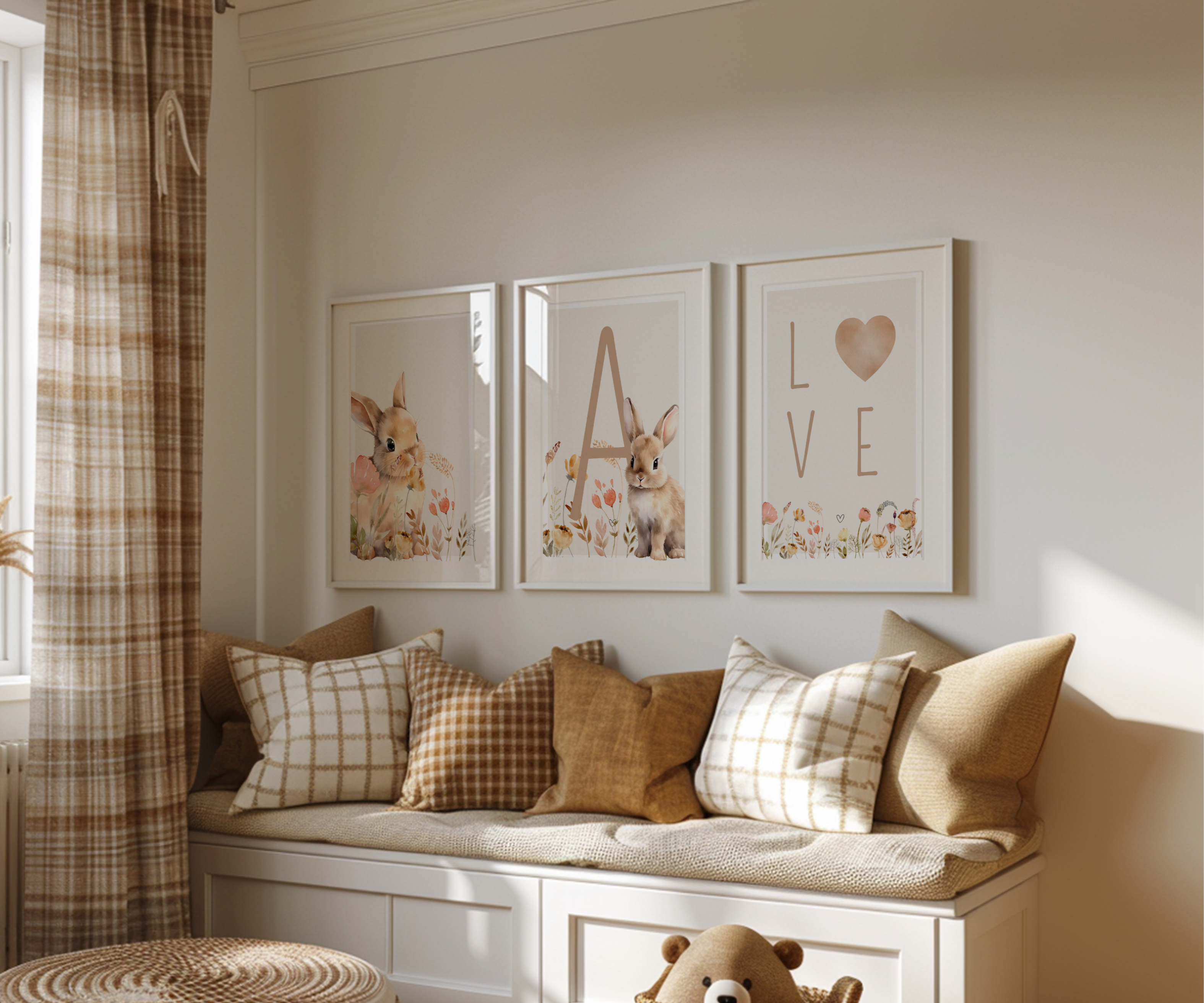 Affiches Lapin et Fleurs  - Lot de 3