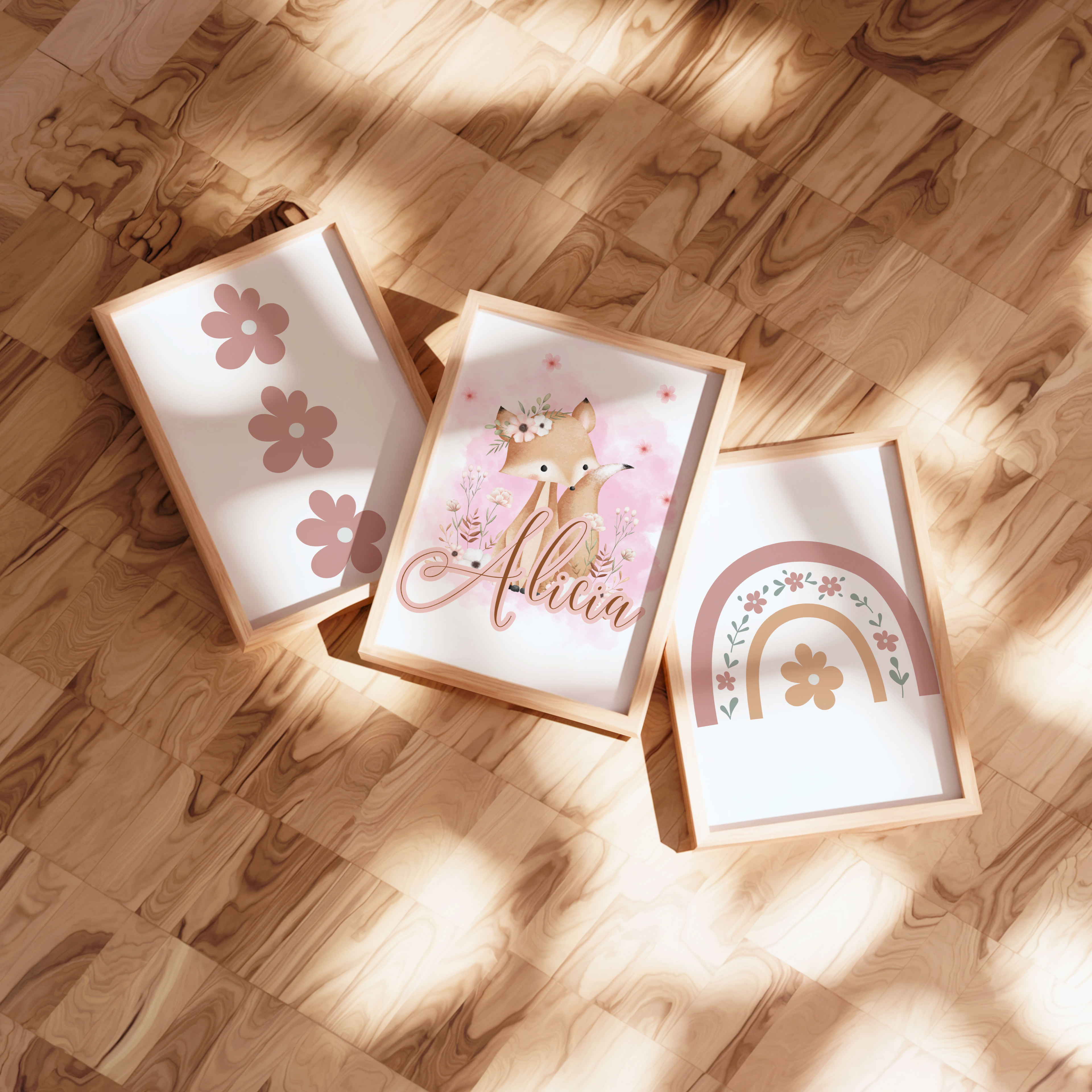 Affiche Renard Rose - Lot de 3.