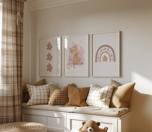 Affiche Renard Rose - Lot de 3.