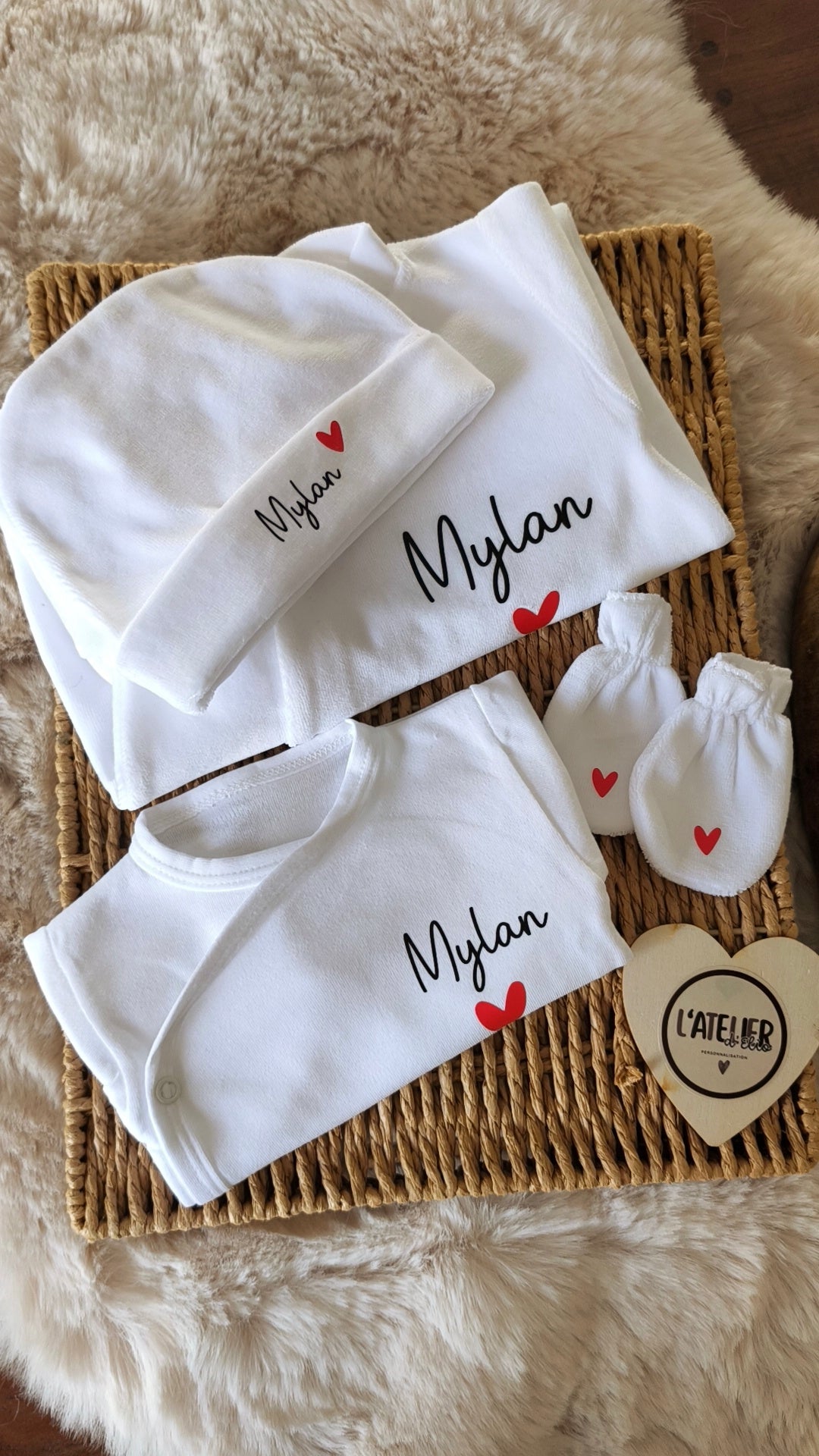 Ensemble en velours naissance - 4 Pièces
