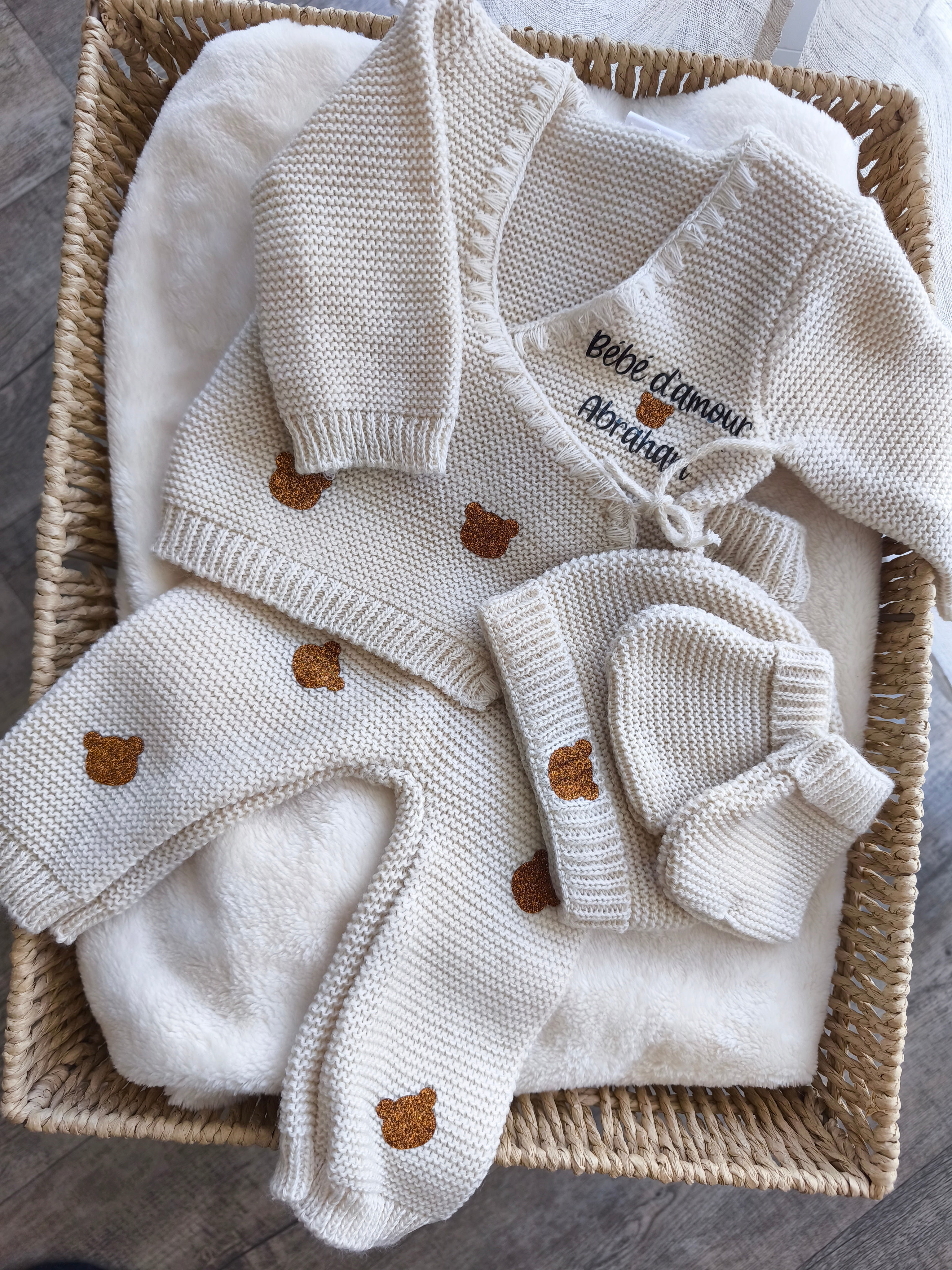 Ensemble Cache Cœur Ourson - Personnalisable