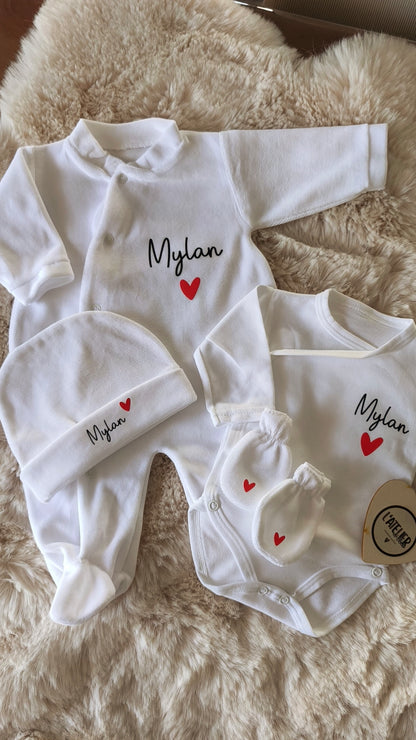 Ensemble en velours naissance - 4 Pièces