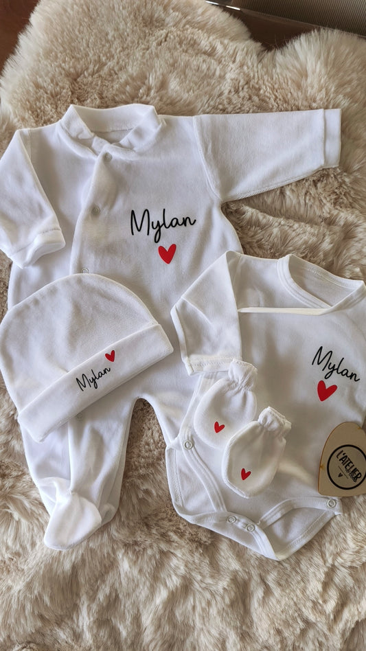 Ensemble en velours naissance - 4 Pièces