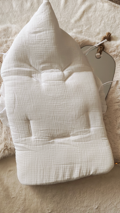 Nid d'ange blanc personnalisé en gaze de coton - Coeur