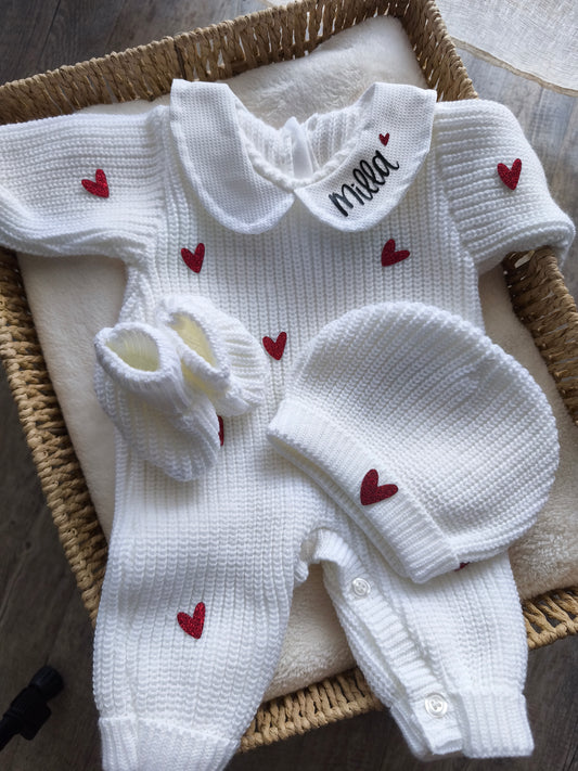 Ensemble maille Coeur Col - Personnalisable