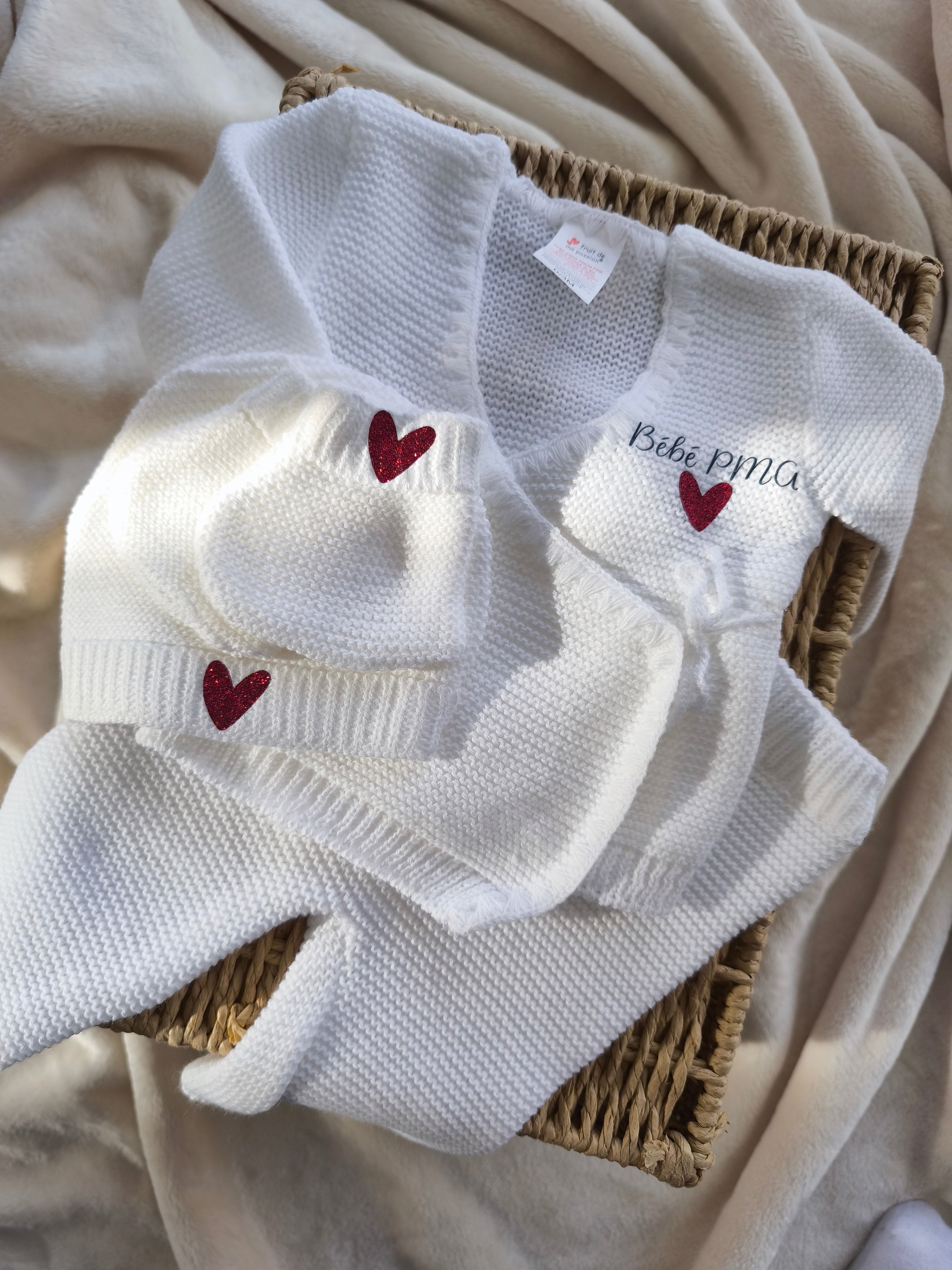 Ensemble Cache Cœur  - Bébé PMA