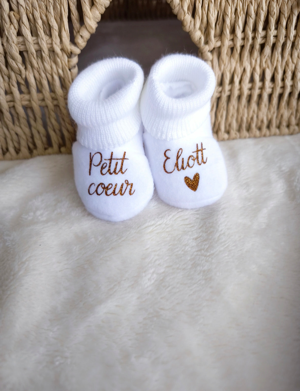 Chaussette - Petit cœur + Prénom