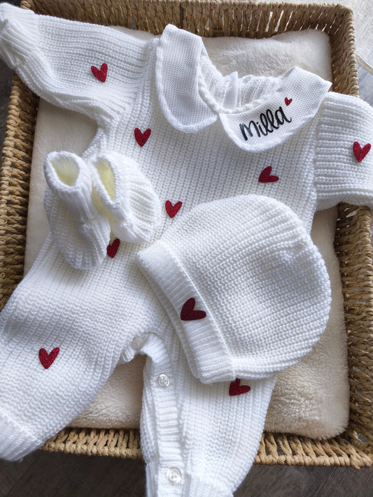 Ensemble maille Coeur Col - Personnalisable