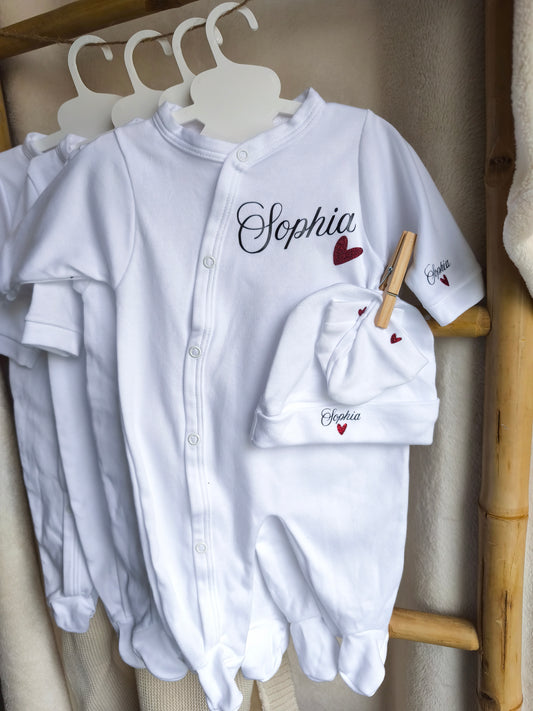 Ensemble Sophia : Pyjama - Bonnet - Moufles