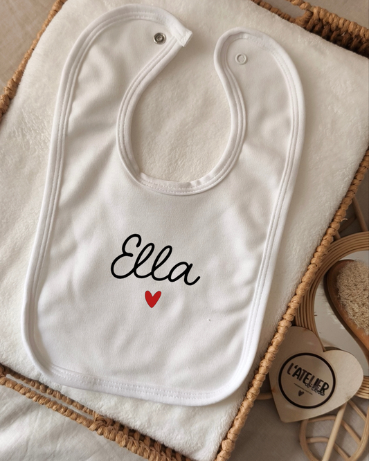 Bavoir bébé personnalisé en coton | Prénom bébé