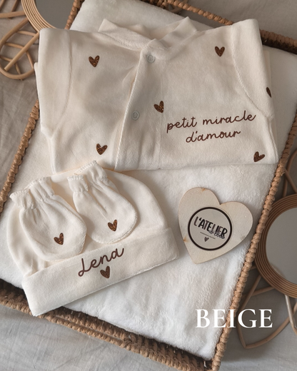 Pyjama naissance en velours - Petit miracle d'amour