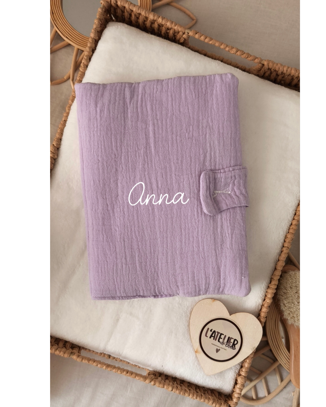 Protège carnet de santé Violet - Prénom
