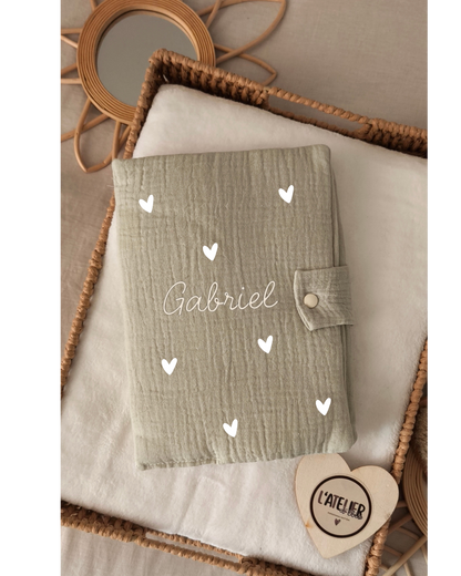 Protège carnet de santé Vert Sauge - Petit symbole