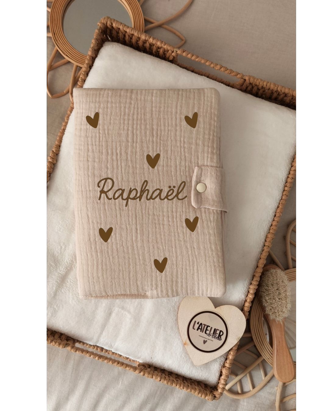 Protège carnet de santé Beige - Petit symbole