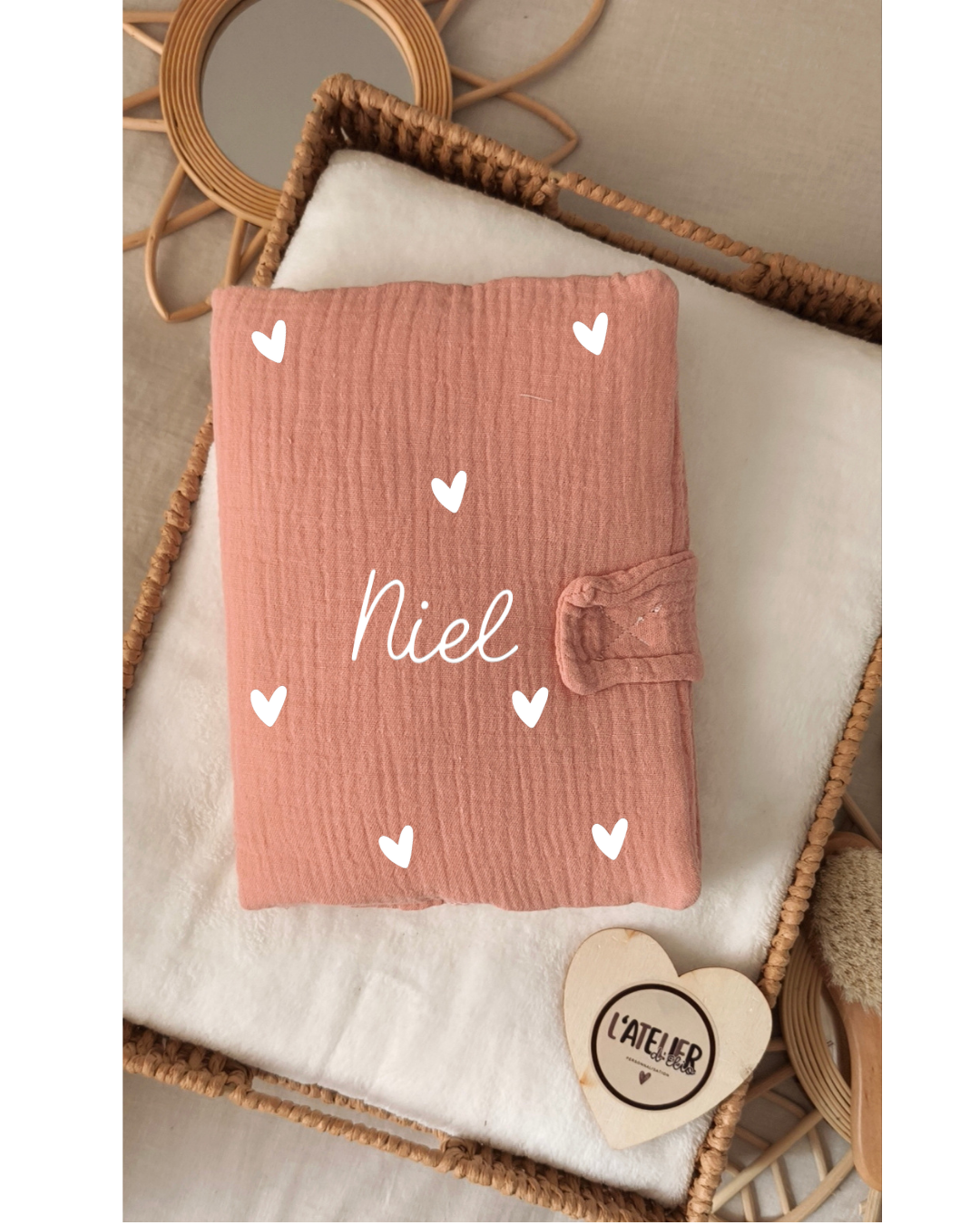 Protège carnet de santé Vieux rose - Petit symbole