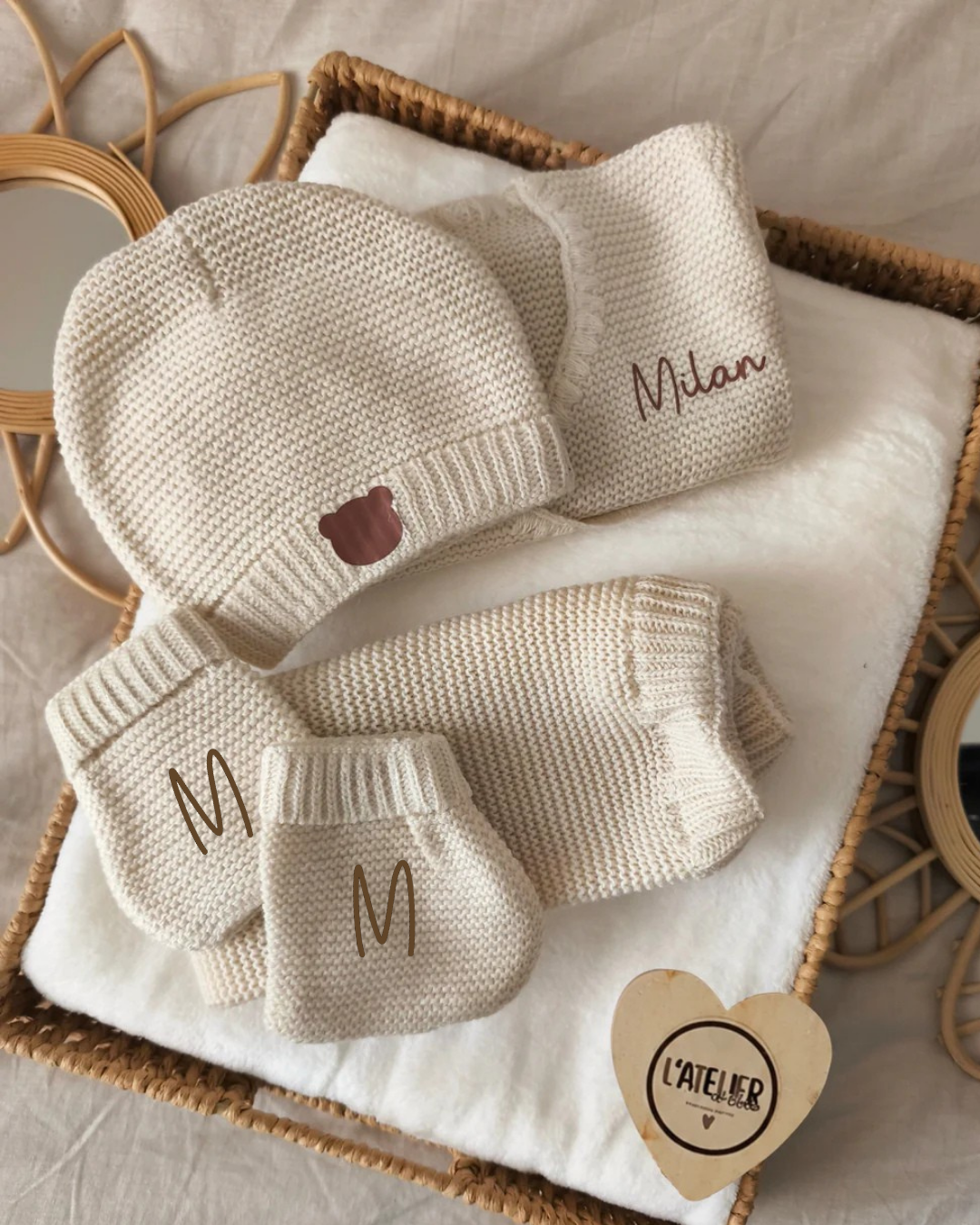 Tenue de naissance - Initial sur chaussons